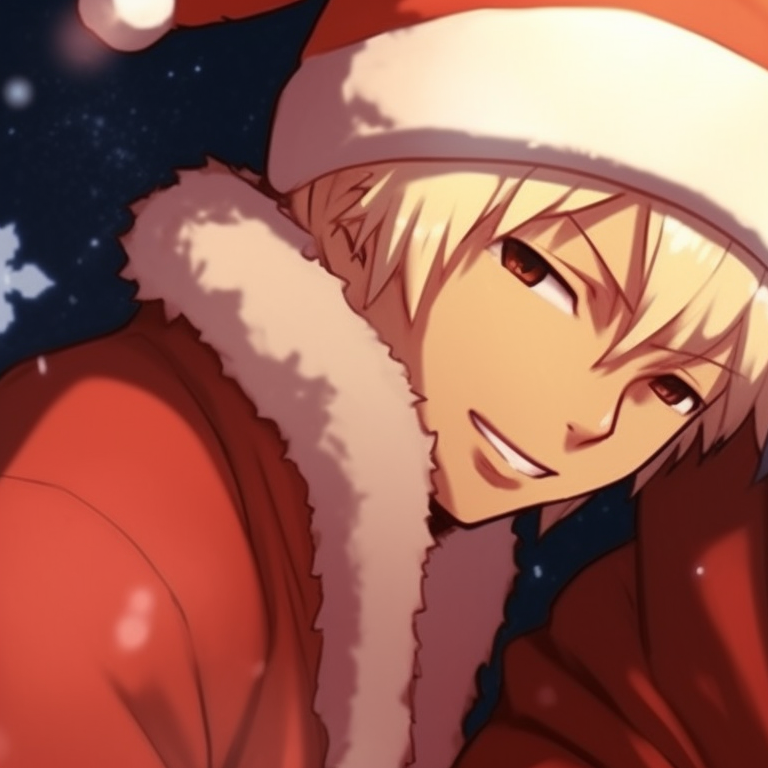 Two characters sipping hot chocolate, wearing vibrant Christmas jumpers. notable matching christmas pfp from naruto anime pfp for discord.