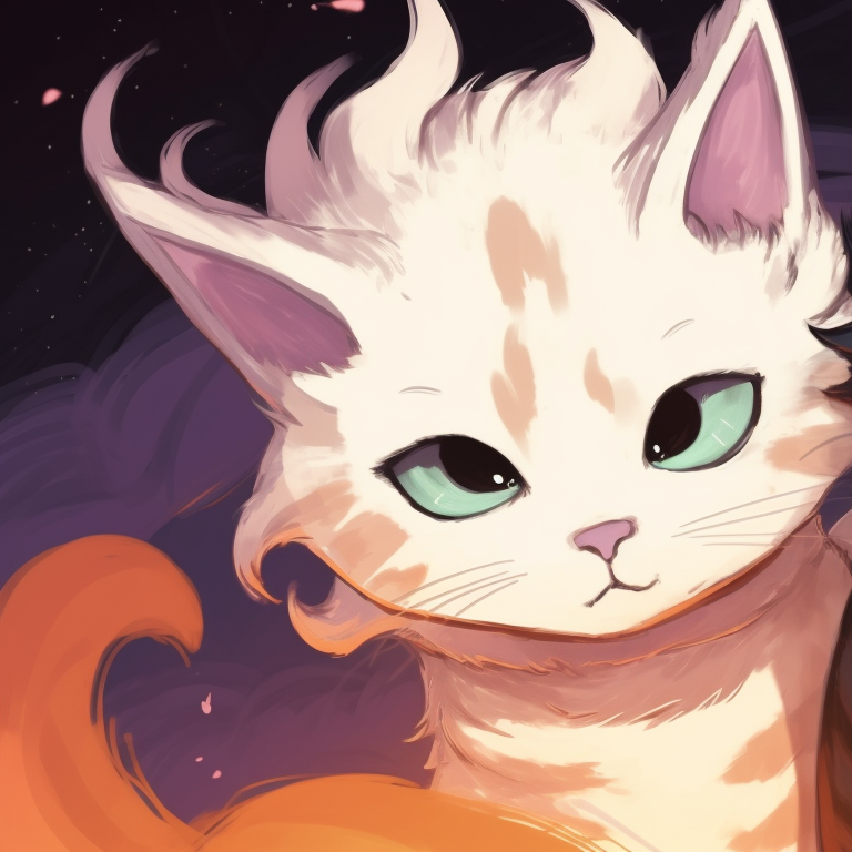 Two cat characters, one as an enchanting sorcerer, the other swathed in Halloween night attire, shrouded in a magical and eerie atmosphere. matching halloween-themed cats portrait pfp pfp for discord.