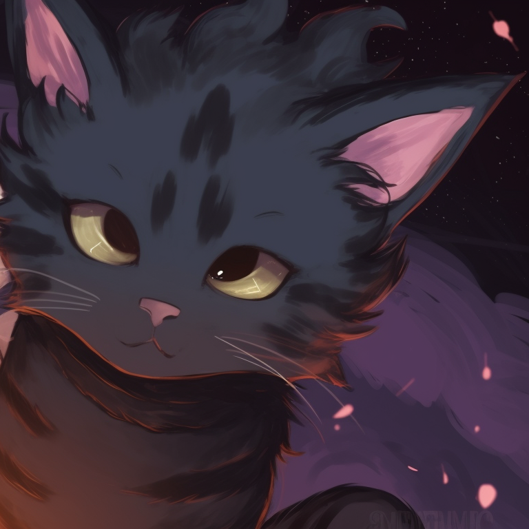 Two cat characters, one as an enchanting sorcerer, the other swathed in Halloween night attire, shrouded in a magical and eerie atmosphere. matching halloween-themed cats portrait pfp pfp for discord.