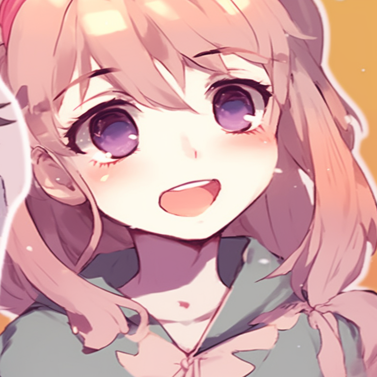 Two characters in casual outfits, bright colors and sketchy art style, laughing together. popular anime matching pfp friends pfp for discord.