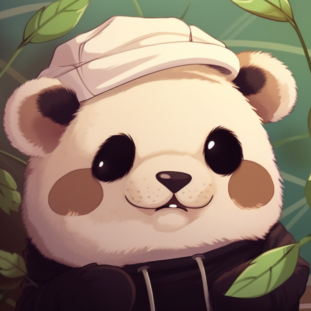 Cute otter peeking out from the water in anime style, detailed rendering and cool color tones. matching cute animal pfp set