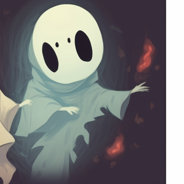 Two apparition characters, amidst a dark forest, spectral light effects, and ancient scary Halloween symbols. importance of ghost matching pfp in halloween theme pfp for discord.