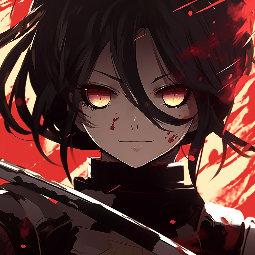 Detailed depiction of a Anime Girl Samurai, intricate costume design and realistic shadows. crazy anime pfp girl avatars pfp for discord.