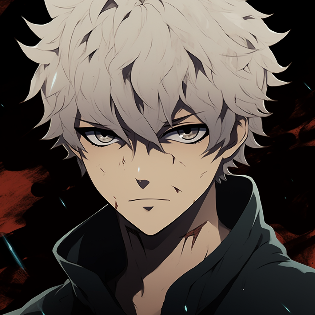 Gojo with his mask on, focus on character's facial expression and unique design of the mask. modern anime characters pfp