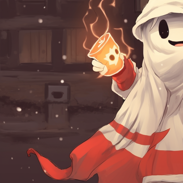 Pair of ghost characters under a snowy landscape, emotes a cozy Christmas vibe. animated matching christmas pfp ghost moments pfp for discord.