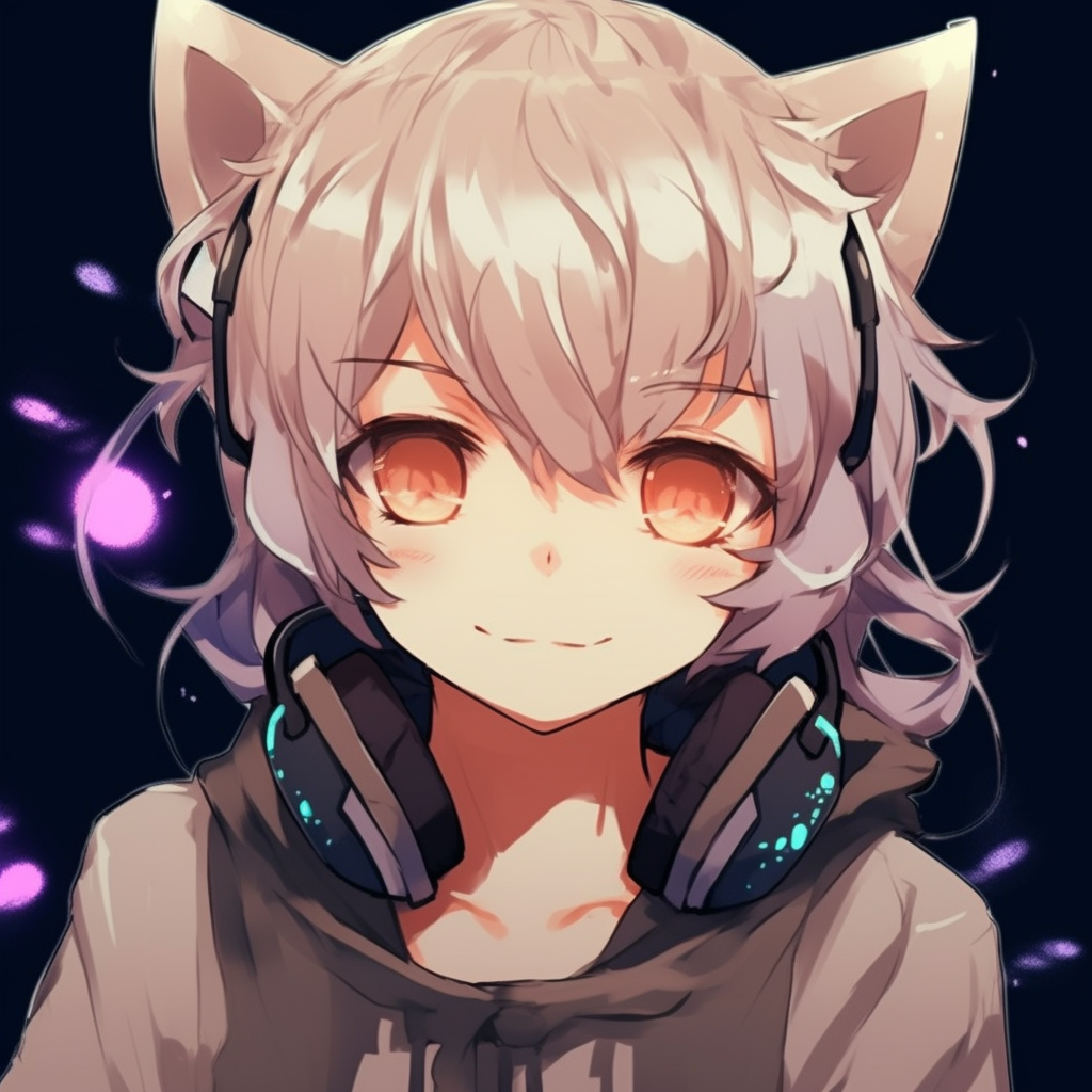 Anime boy wearing cat ears, cool color palette and soft shading. cute pfp anime for all