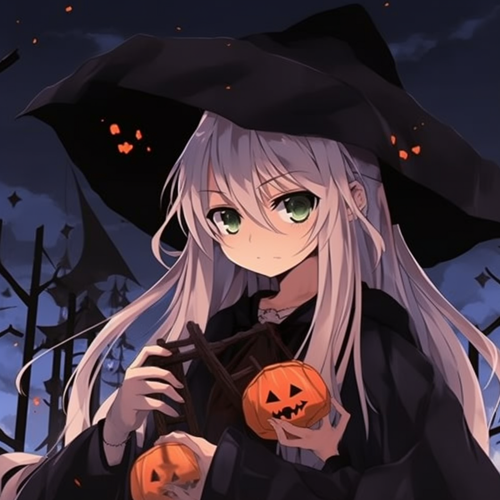 Anime representation of a pumpkin king, intricate pumpkin details and warm autumn colors. halloween pfp anime boys