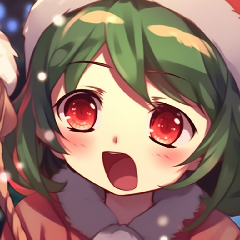 Two characters, grand parade in the backdrop, representing the merriment of the festive season. latest matching christmas themed pfp pfp for discord.