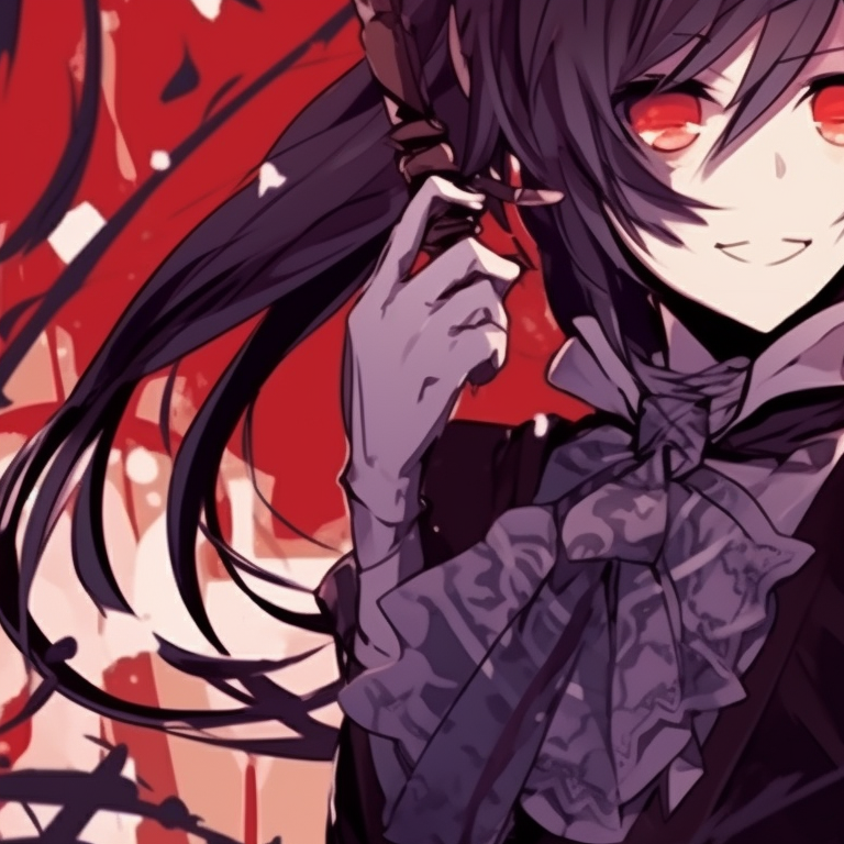 Two characters underneath a full moon and crows flying, mystical atmosphere and cool night colors. halloween theme oshi no ko matching pfp in anime pfp for discord.