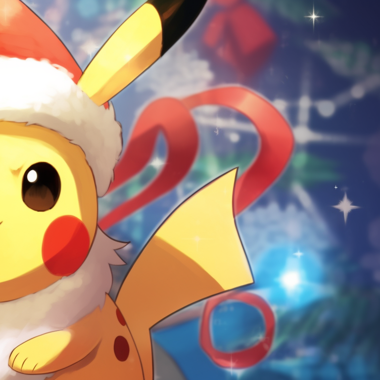 Pikachu in Santa outfit, with a festive atmosphere and using a warm color scheme. festive matching christmas pokemon pfp for adults pfp for discord.