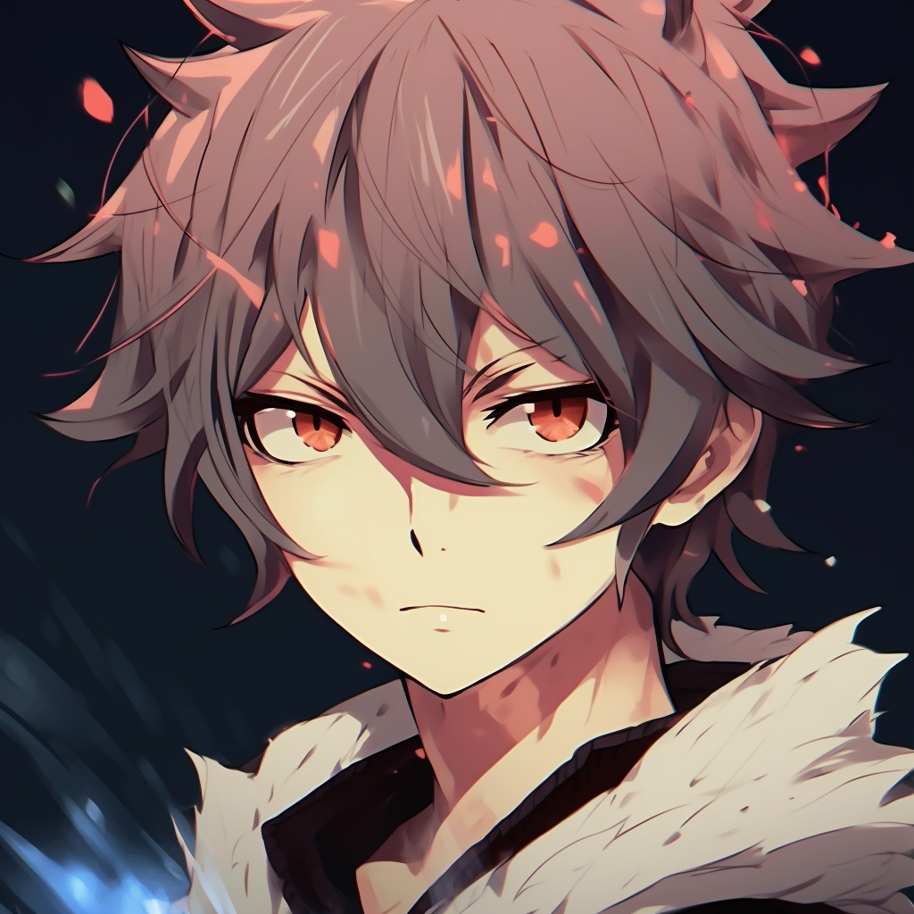Natsu Dragneel from Fairy Tail, vibrant use of colors and unique character design. iconic anime characters pfp