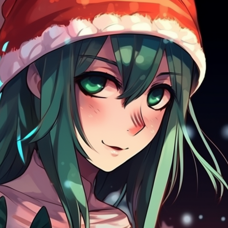 Two characters with harmonious Christmas-themed masks, soft lighting and warm colors. matching mask christmas pfp outfit ideas pfp for discord.