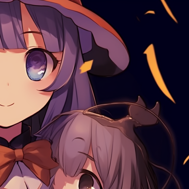 Two characters, stark contrasting colors and exaggerated expressions, appearing as spooky ghosts. anime hot matching pfp halloween theme pfp for discord.