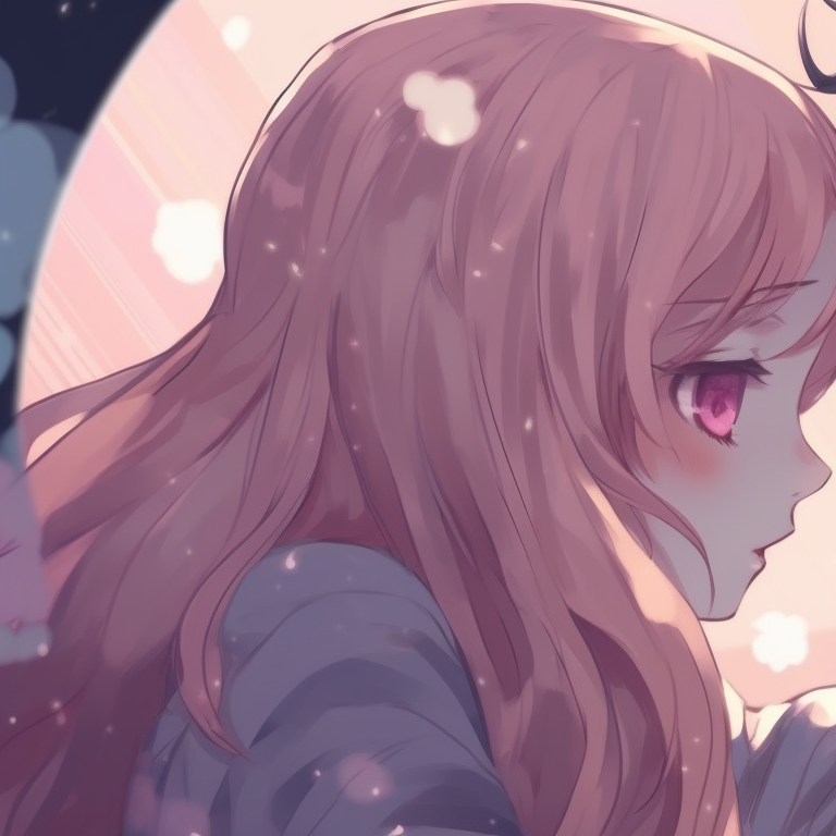 Two characters whispering, blowing hair and clothes. Crisp lines and muted colors creating cool atmosphere. romantic matching anime pfp pfp for discord.