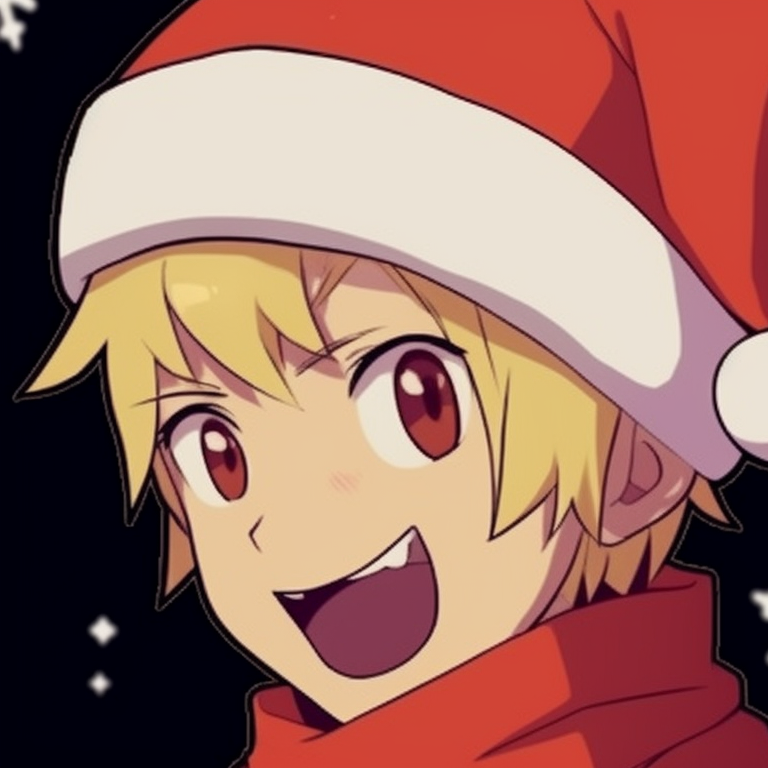 Two characters in Naruto Christmas attire, contrasting colors and bright expressions. naruto themed matching christmas profile pictures pfp for discord.