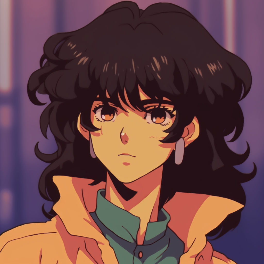 Spike's smoky, calm gaze, muted tones and emphasis on eyes 90s anime characters pfp