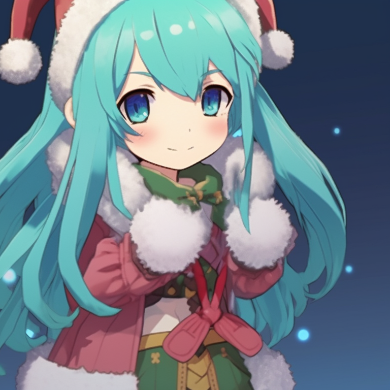 Two Hatsune Miku characters, star-studded sky in the background, pastel colors and soft lighting, intimate interaction between characters signifies unity. hatsune miku's festive matching pfps pfp for discord.