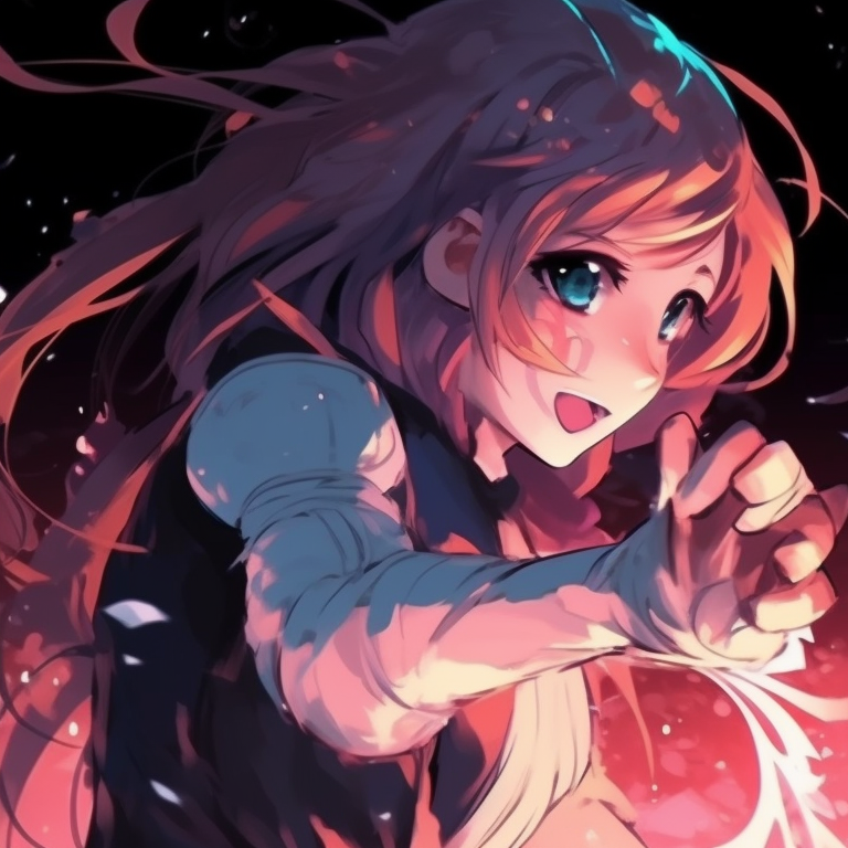 Two characters in combat postures, vivid colors and sharp outlines emphasizing dynamics. impressive matching discord pfp pfp for discord.