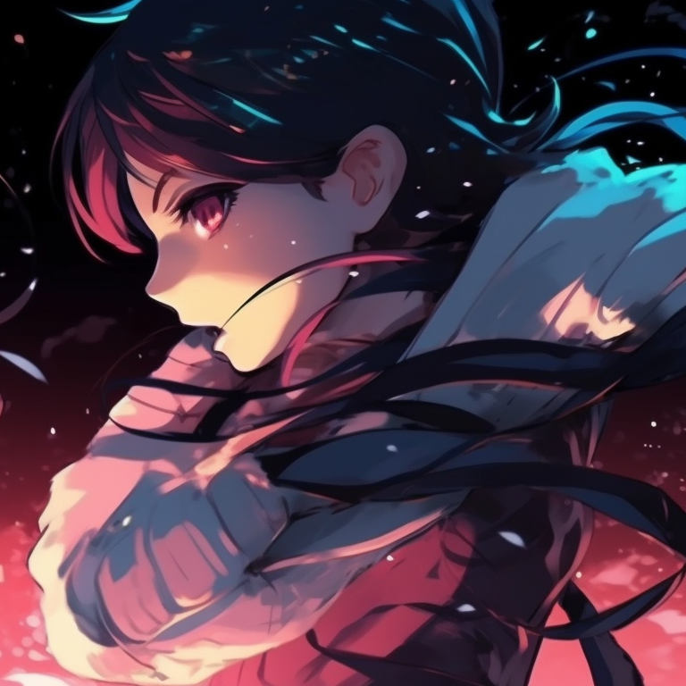 Two characters in combat postures, vivid colors and sharp outlines emphasizing dynamics. impressive matching discord pfp pfp for discord.