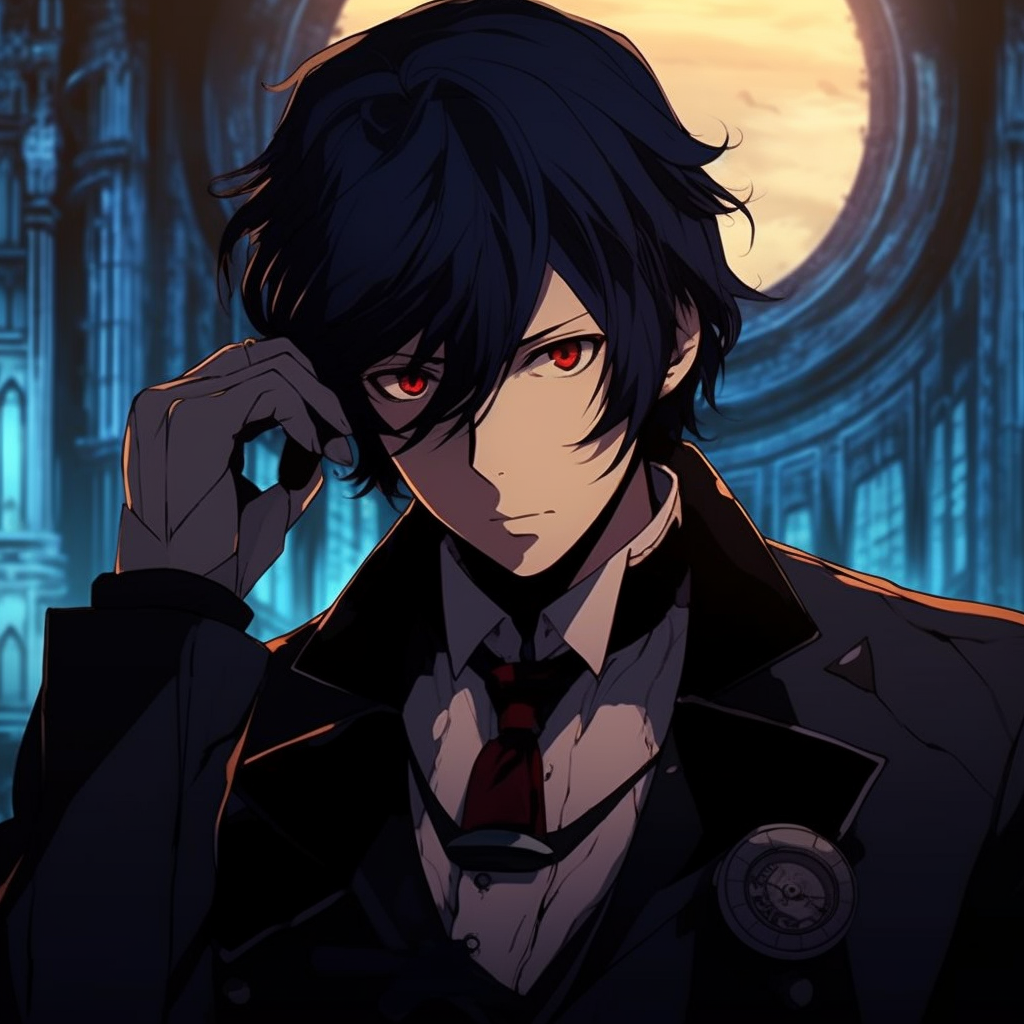 Close-up on Sebastian's red eye, focused detail and rich tones. manga anime guys pfp pfp for discord.