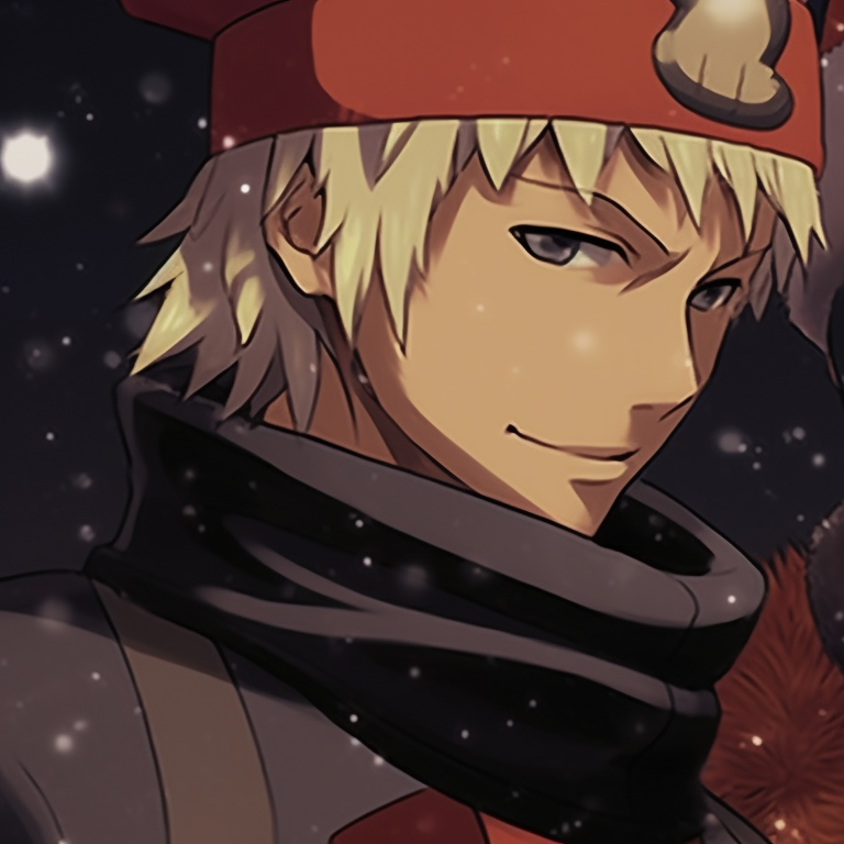 Sasuke and Sakura, seen in front of a christmas tree, clad in warm winter outfits. best matching christmas naruto pfp pfp for discord.