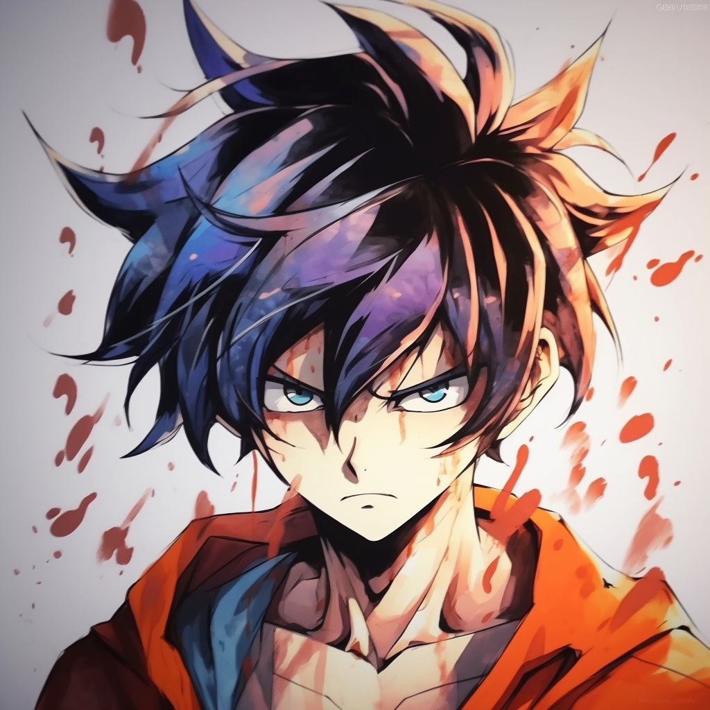 Goku from Dragon Ball Z, bold outlines and strong colours. classic anime pfp pfp for discord.