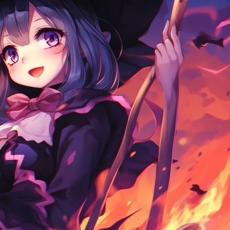 Two characters behind smiling jack-o-lanterns with matching orange and black hues. charming halloween themed best friend matching pfp - spooky duo pfp for discord.