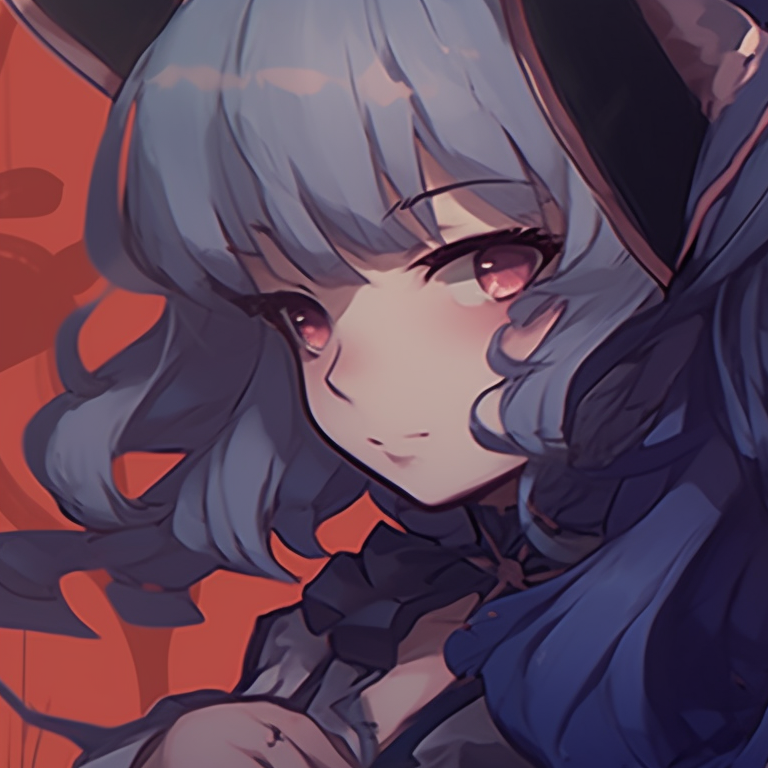 Two girls in matching black cat costumes, sharp lines and high contrast colors. halloween themed girl discord pfp matching theme pfp for discord.