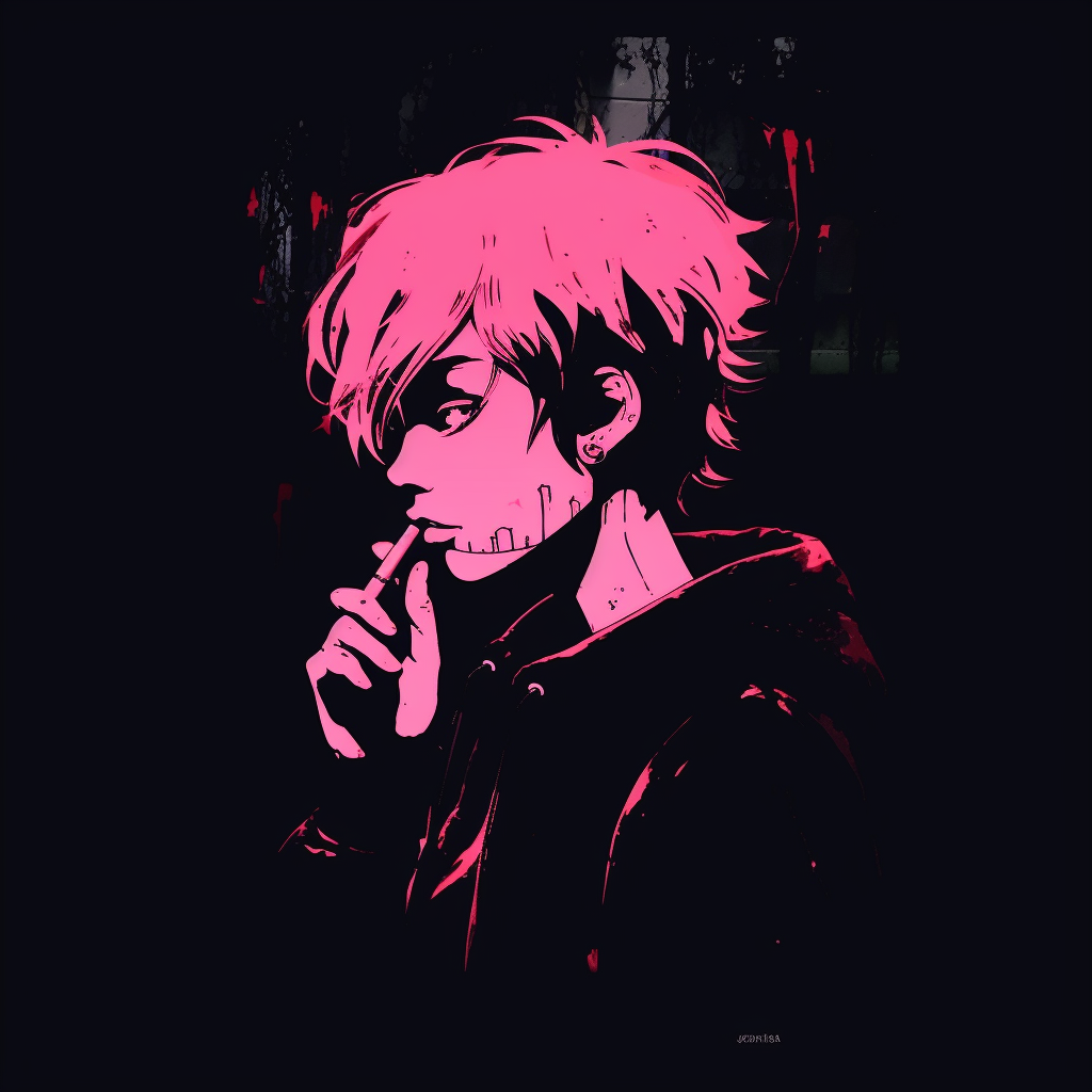 Profile view of an anime character with sketchy linework and grunge atmosphere. artistic grunge aesthetic pfp pfp for discord.