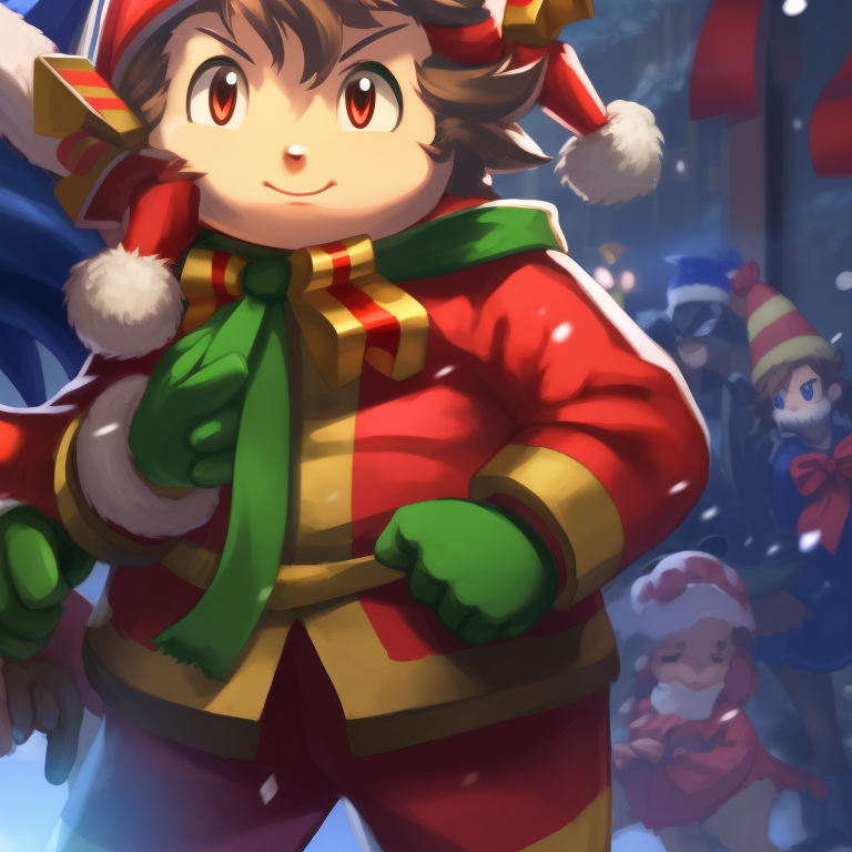 Two characters dressed in holiday-themed outfits, bright colors and detailed shading, in mid-run. loved matching christmas sonic pfp pfp for discord.