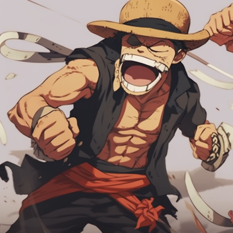 Two characters in battle poses, dramatic expressions and highly detailed weapon design. one piece matching pfp vibes pfp for discord.