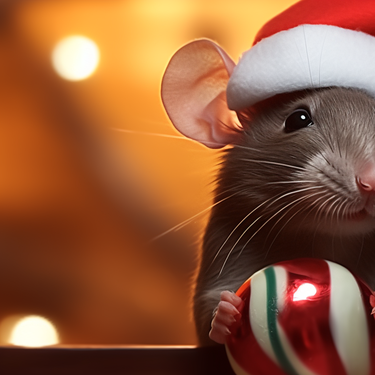 Two rat characters sharing a candy cane, heavy festive details and warm colors. jolly rat matching christmas pfp pfp for discord.