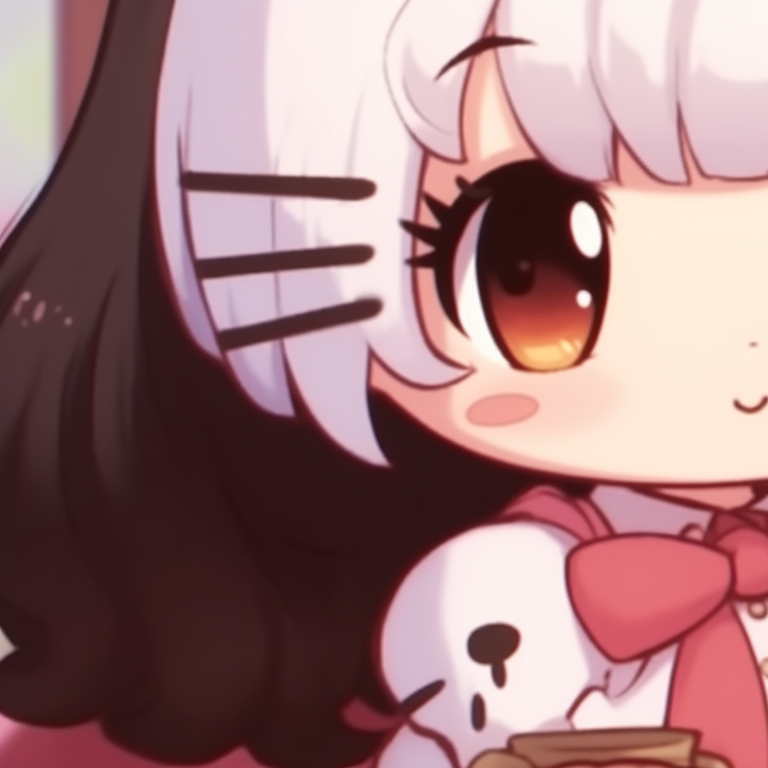 Two characters riding on a Hello Kitty-themed rocket, vivid colors and dynamic poses. hello kitty themed matching pfp pfp for discord.