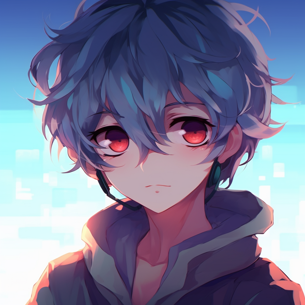 A cheerful boy with sparkling eyes and a wide smile, pastel tones are used. cute anime guy pfp choices pfp for discord.