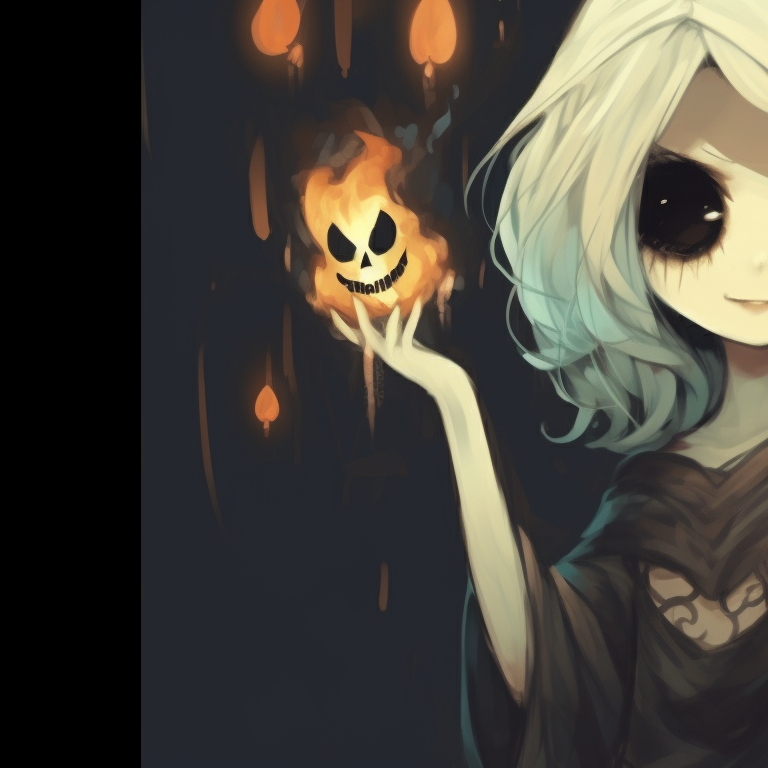 Two characters, transformed into fluttering apparitions, glowing eyes and faded color palettes. importance of ghost matching pfp in halloween theme pfp for discord.