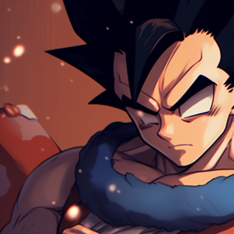 Bulma and Vegeta in a snow-filled scene, blended textures and white saturation. christmas dragonball lovers bulma and vegeta matching pfp pfp for discord.