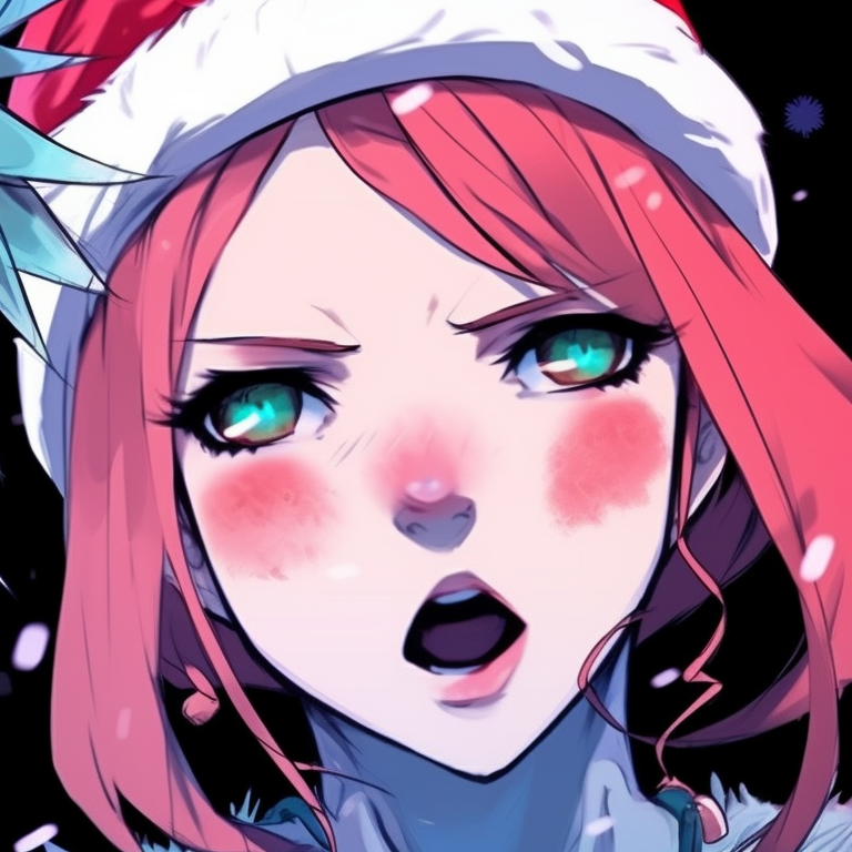 Two punk-styled characters in a loving pose under the mistletoe, emphasized by their contrasting outfits and accessories. The color palette of the image enhances the festive, yet unconventional, atmosphere. xmas punk aesthetic matching christmas pfps pfp for discord.