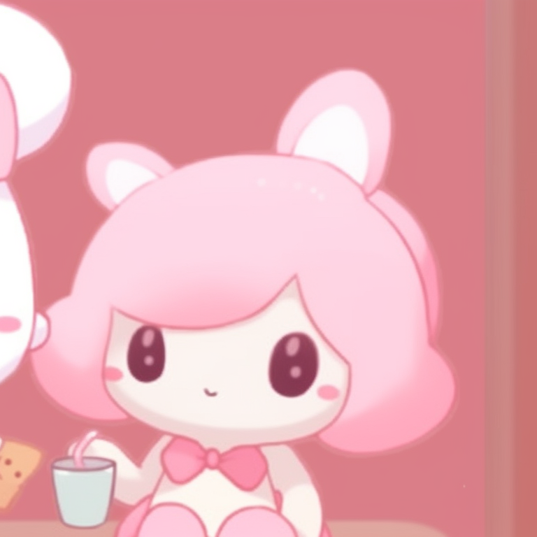My Melody and Kuromi in matching outfits, deep shading with contrasting red and black. stylish matching sanrio pfp pfp for discord.