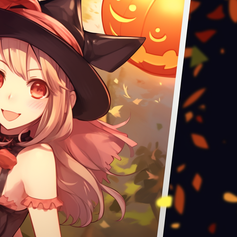 Two characters, dark lighting and eerie aura, pumpkin in the background. my dress up darling matching pfp halloween decorations pfp for discord.