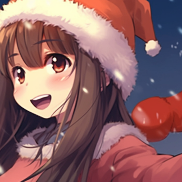 Two characters sitting together under a brightly lit Christmas tree, their faces illuminated by the soft glow. matching cute christmas pfp gif - couples edition pfp for discord.