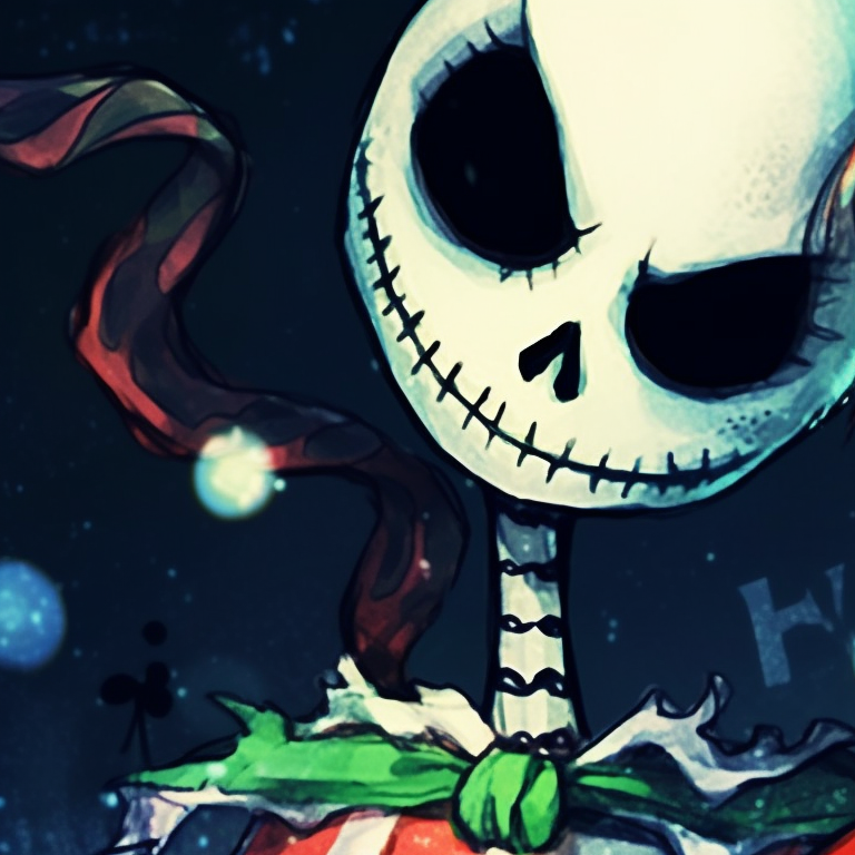 Two skeleton characters, sharing a fun moment, with warm lighting and a festive mood. skeleton themed matching christmas pfp pfp for discord.