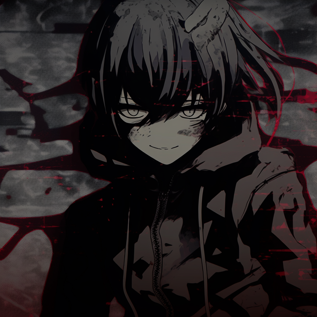 Kaneki Ken with grunge elements and distinct rough lines. innovative grunge anime pfp