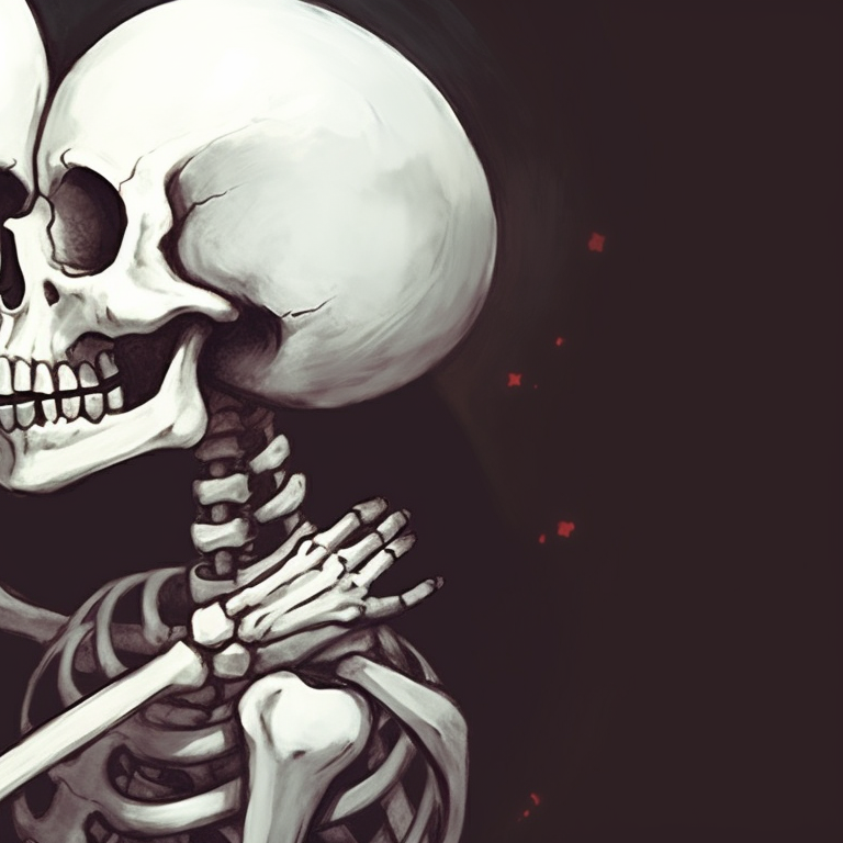 Close-up of two skeleton characters wrapped in Christmas lights, detailed structure and warm luminescence. cute pfps of kissing skeletons - christmas edition pfp for discord.