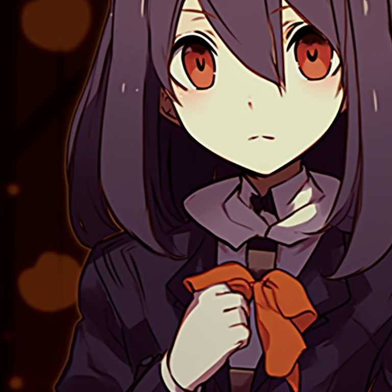 Two anime characters, draped in ethereal Halloween-theme attire, their gazes fixed on each other, creating a sense of intrigue and mystique. matching meme pfp from halloween films pfp for discord.