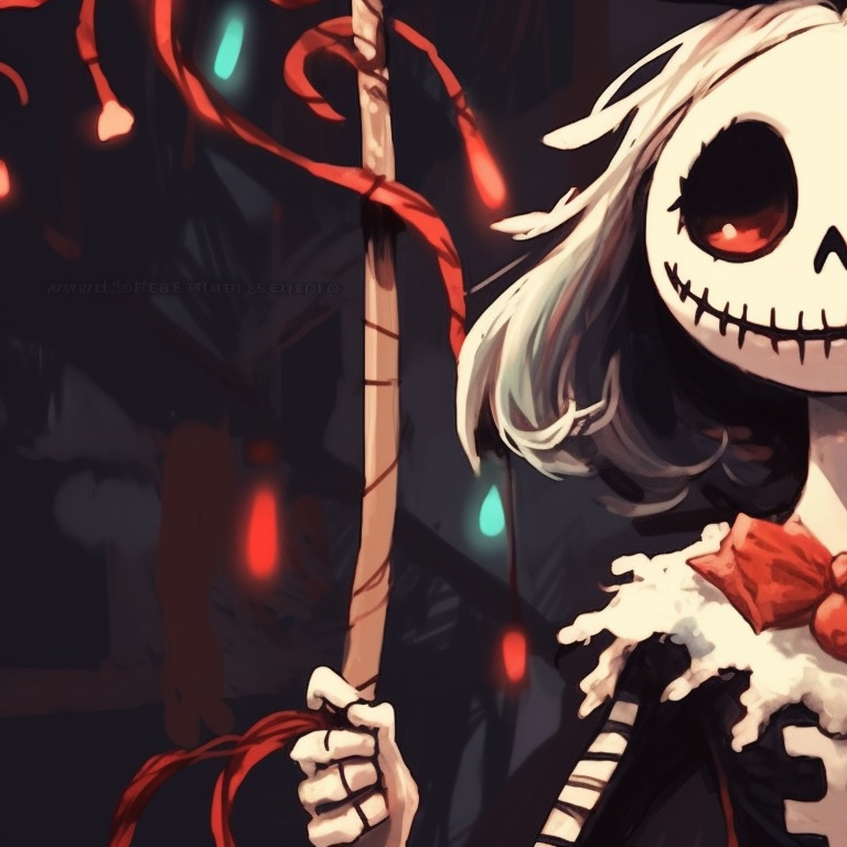 Two characters, one with snowy hair the other with a Santa hat, sharing a haunted look. matching scary christmas pfp classic monster scenes pfp for discord.