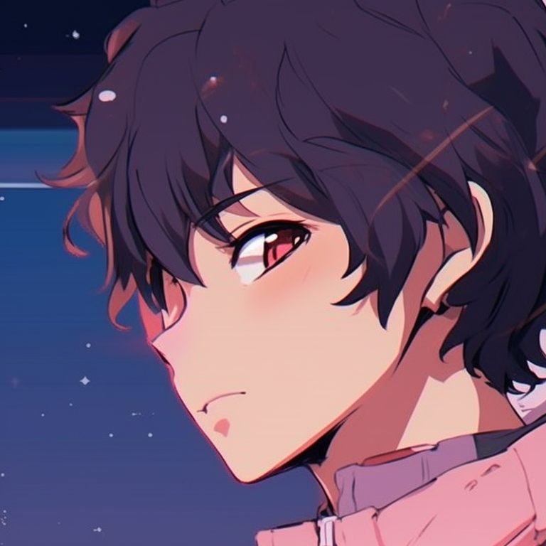 Two characters under starlit sky, vibrant colors and dynamic poses, engaging in conversation. anime pfp matching in 2023 pfp for discord.