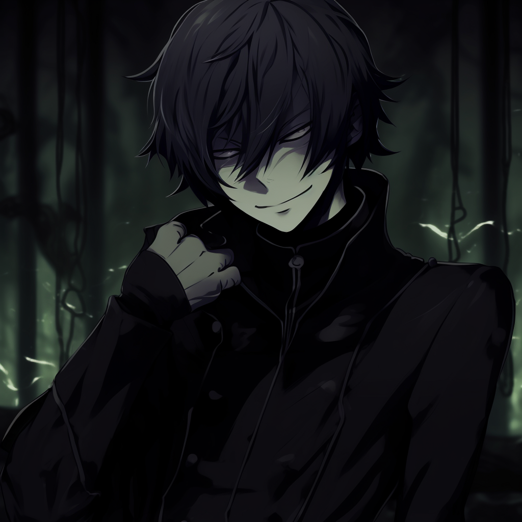 Sebastian from Black Butler, detailed black suit and dark hues. black pfp anime male characters pfp for discord.