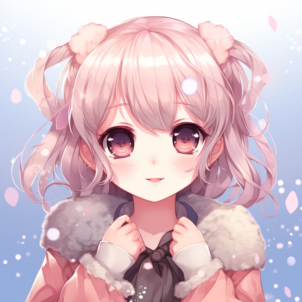 A colorful kawaii anime character with vibrant hair and expressive eyes, bright colors and detailed backdrops. fabulous kawaii anime pfp designs