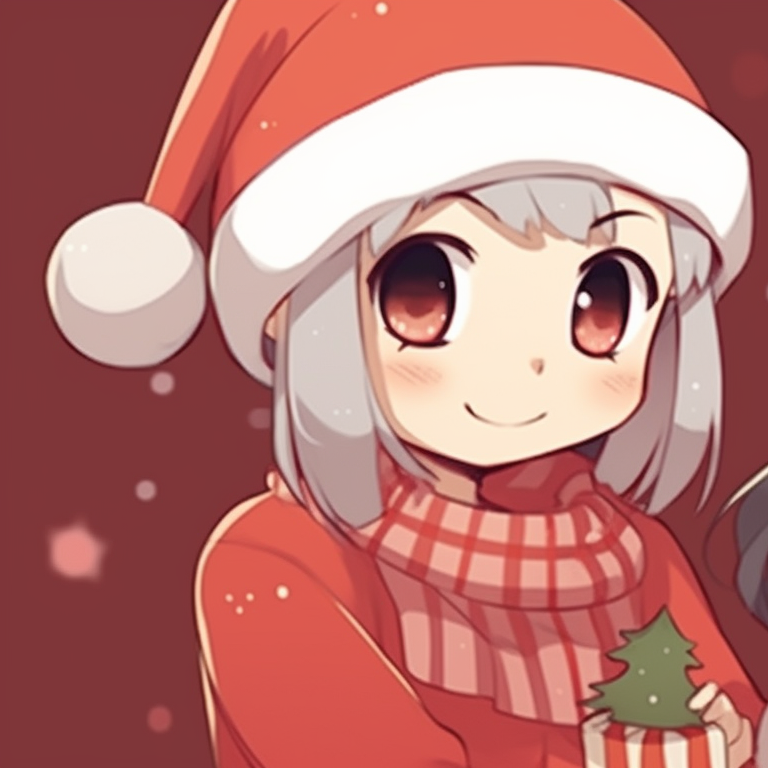 Two anime characters by a warm fireplace, vivid colors and playful expressions. iconic matching christmas pfp aesthetic pfp for discord.