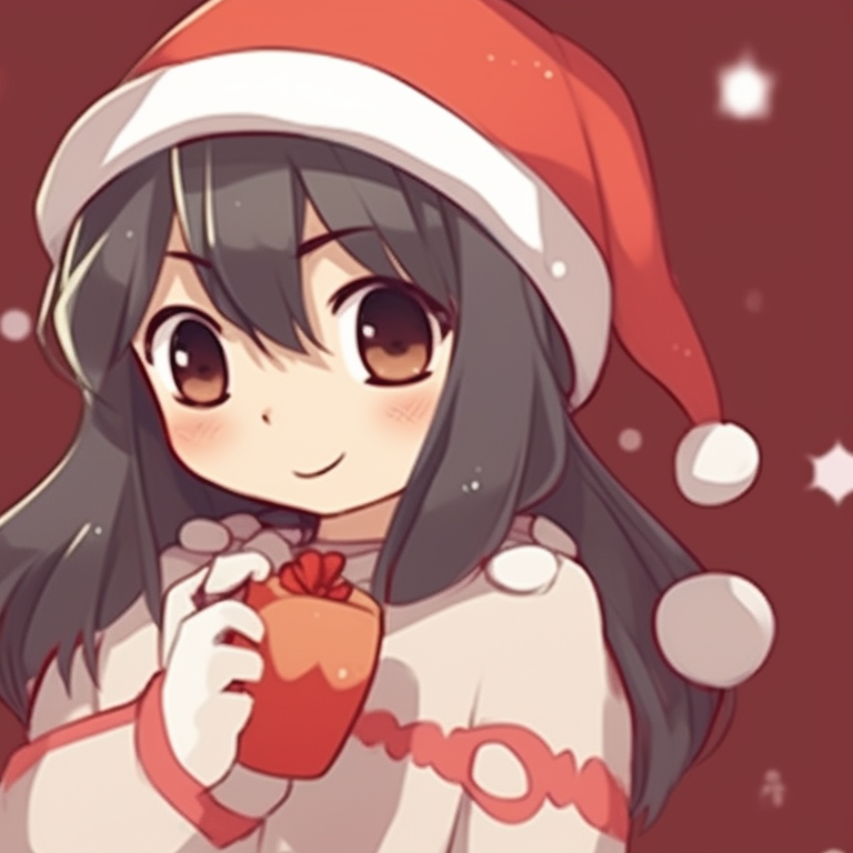 Two anime characters by a warm fireplace, vivid colors and playful expressions. iconic matching christmas pfp aesthetic pfp for discord.